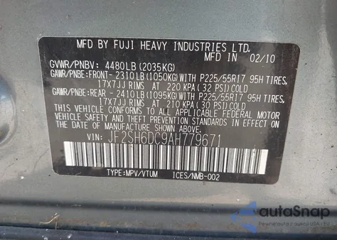 2010 Subaru Forester 2.5X Limited from USA, damaged, VIN JF2SH6DC9AH779671
